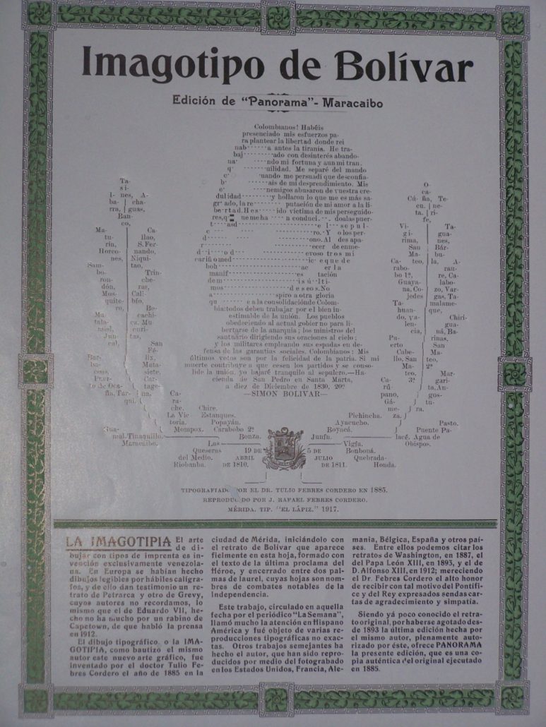 Primer imagotipo de Bolívar, de Tulio Febres Cordero.